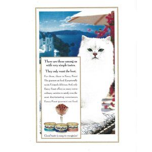 Fancy Feast Cat Food Only the Best Feline Kitty Greece 1990s  Vintage Print Ad